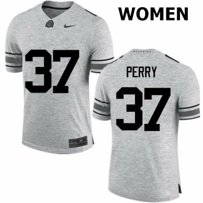 NCAA Ohio State Buckeyes Women's #37 Joshua Perry Gray Nike Football College Jersey JUB5045BL